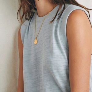 Faherty Sunwashed Slub Muscle Tank Blue Sleeveless Top Shirt Cotton Women’s M